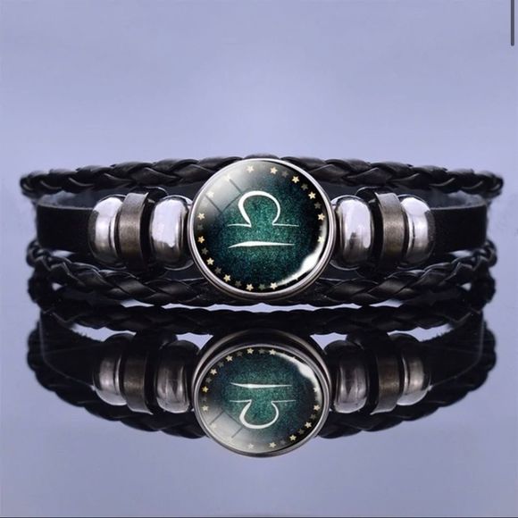 New Genuine Leather Libra Birthday Zodiac Sign Bracelet - Picture 2 of 5